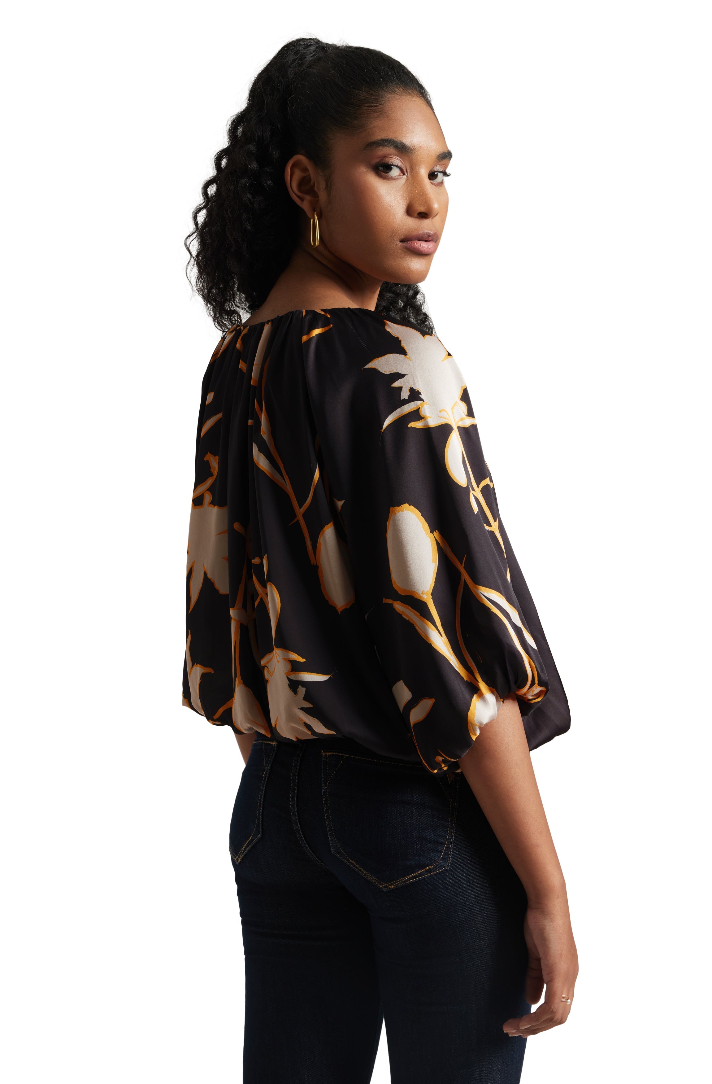 Zaccai Women's Black Satin Abstract Top | Grocsy