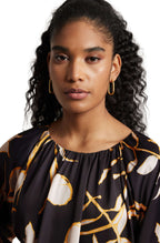 Zaccai Women's Black Satin Abstract Top | Grocsy