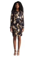 Zaccai Women's Black Satin Abstract Dress | Grocsy