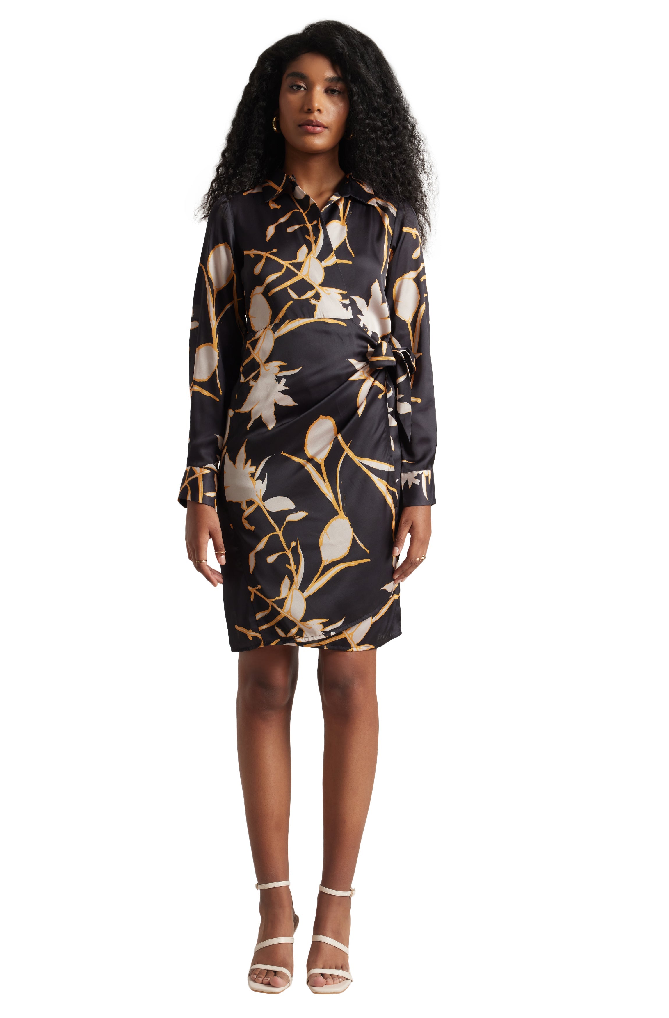 Zaccai Women's Black Satin Abstract Dress | Grocsy