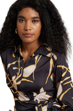Zaccai Women's Black Satin Abstract Dress | Grocsy