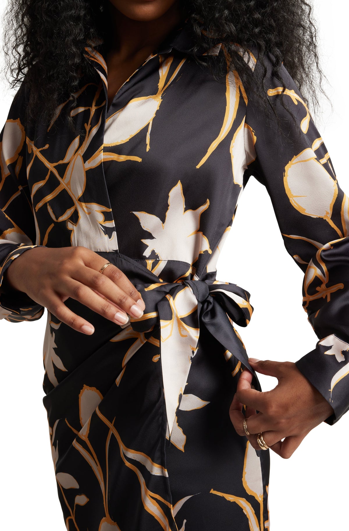 Zaccai Women's Black Satin Abstract Dress | Grocsy