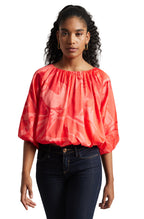 Zaccai Women's Coral Satin Abstract Top | Grocsy