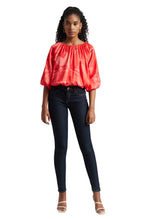 Zaccai Women's Coral Satin Abstract Top | Grocsy