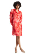 Zaccai Women's Coral Satin Abstract Dress | Grocsy