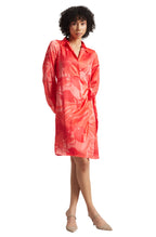 Zaccai Women's Coral Satin Abstract Dress | Grocsy