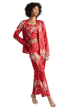 Zaccai Women's Red Satin Printed Co-ord Set | Grocsy