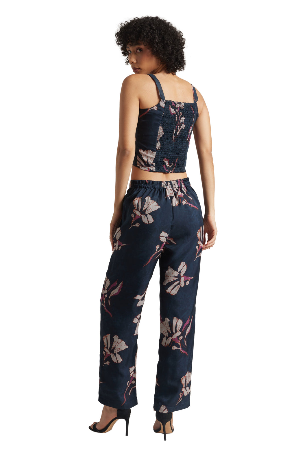 Zaccai Women's Navy Organza Floral Co-ord Set | Grocsy
