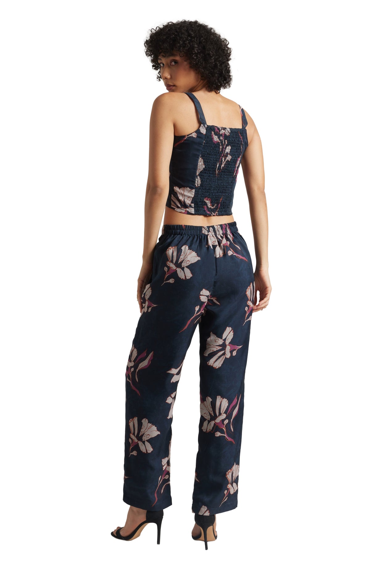 Zaccai Women's Navy Organza Floral Co-ord Set | Grocsy