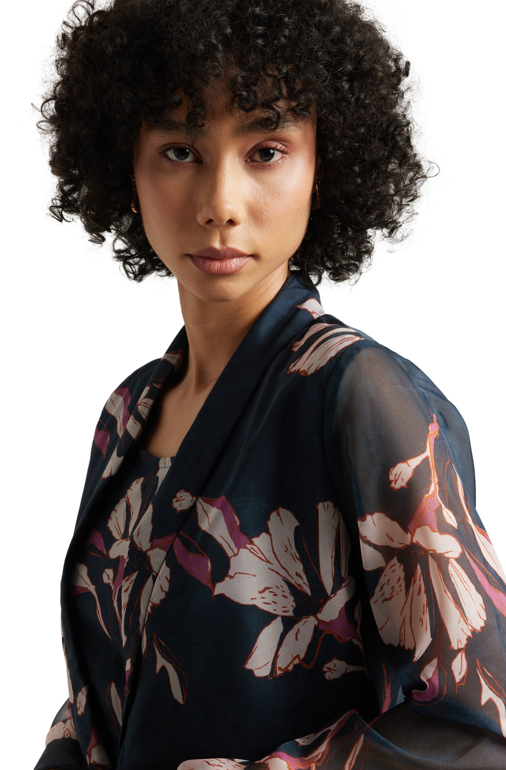 Zaccai Women's Navy Organza Floral Co-ord Set | Grocsy