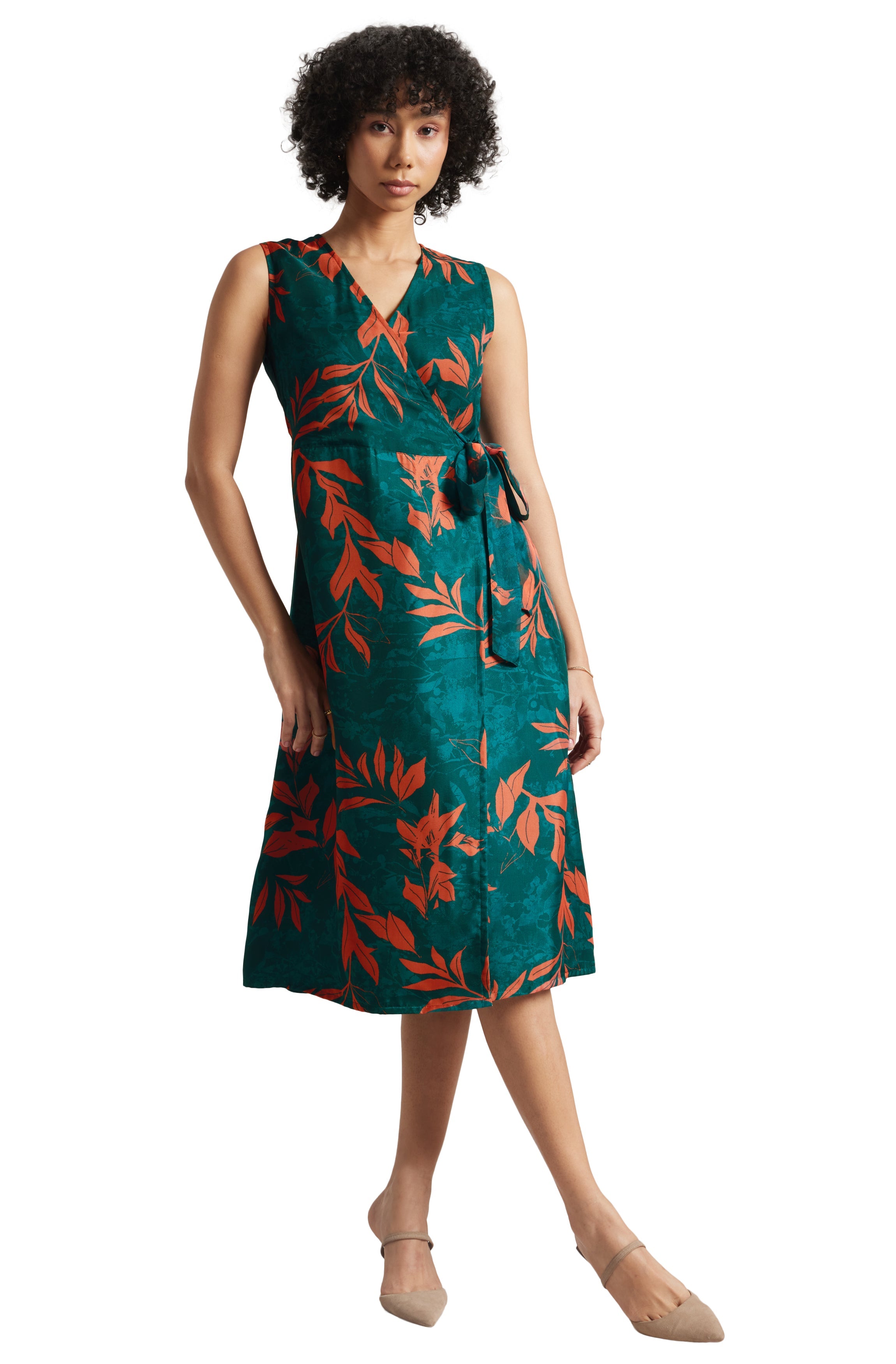 Zaccai Women's Teal Green Organza Floral Dress | Grocsy