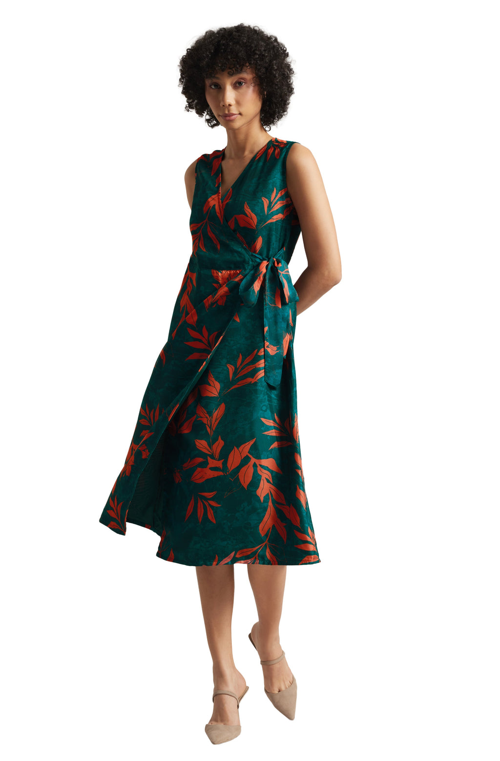 Zaccai Women's Teal Green Organza Floral Dress | Grocsy
