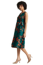 Zaccai Women's Teal Green Organza Floral Dress | Grocsy