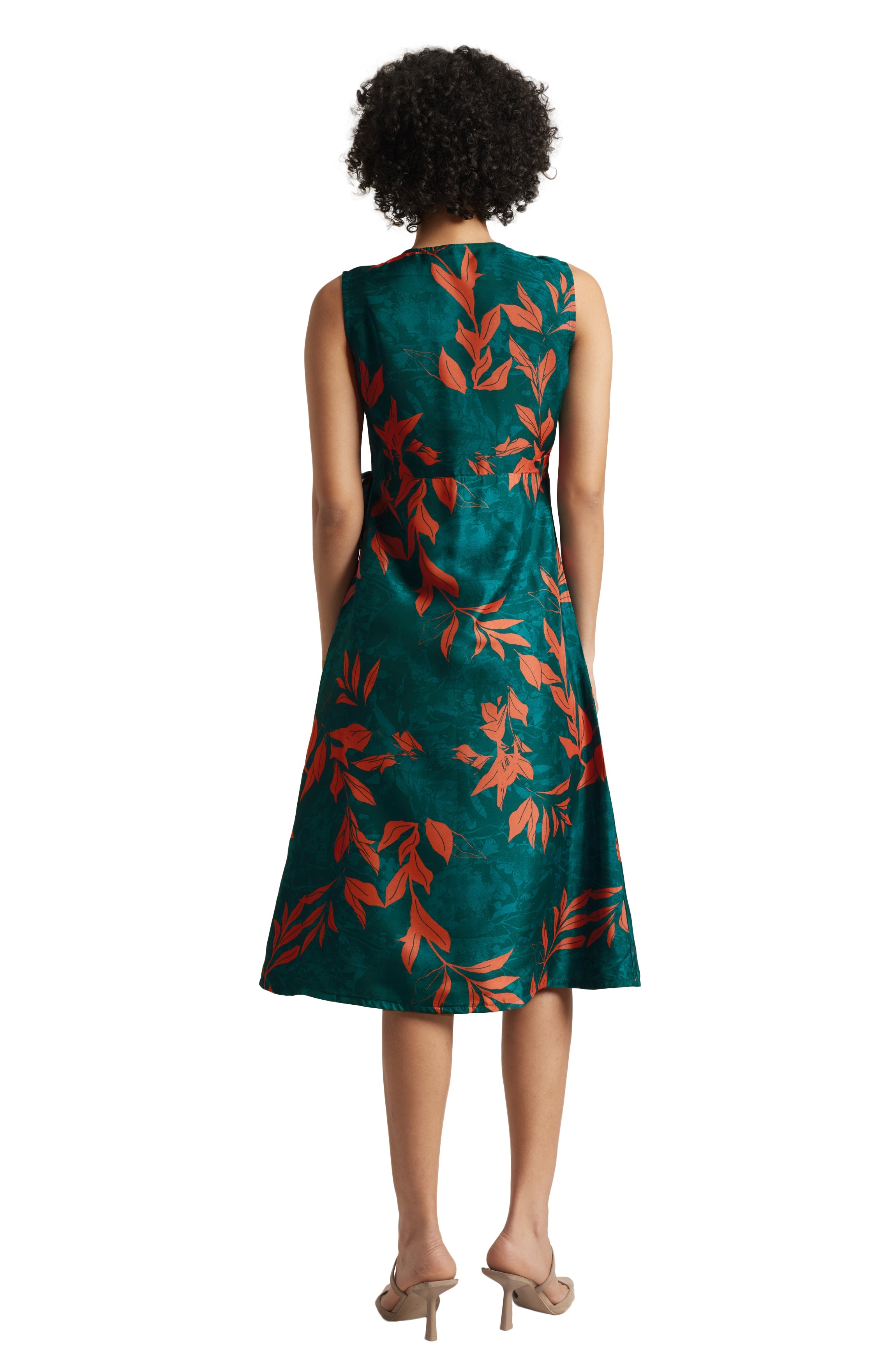 Zaccai Women's Teal Green Organza Floral Dress | Grocsy