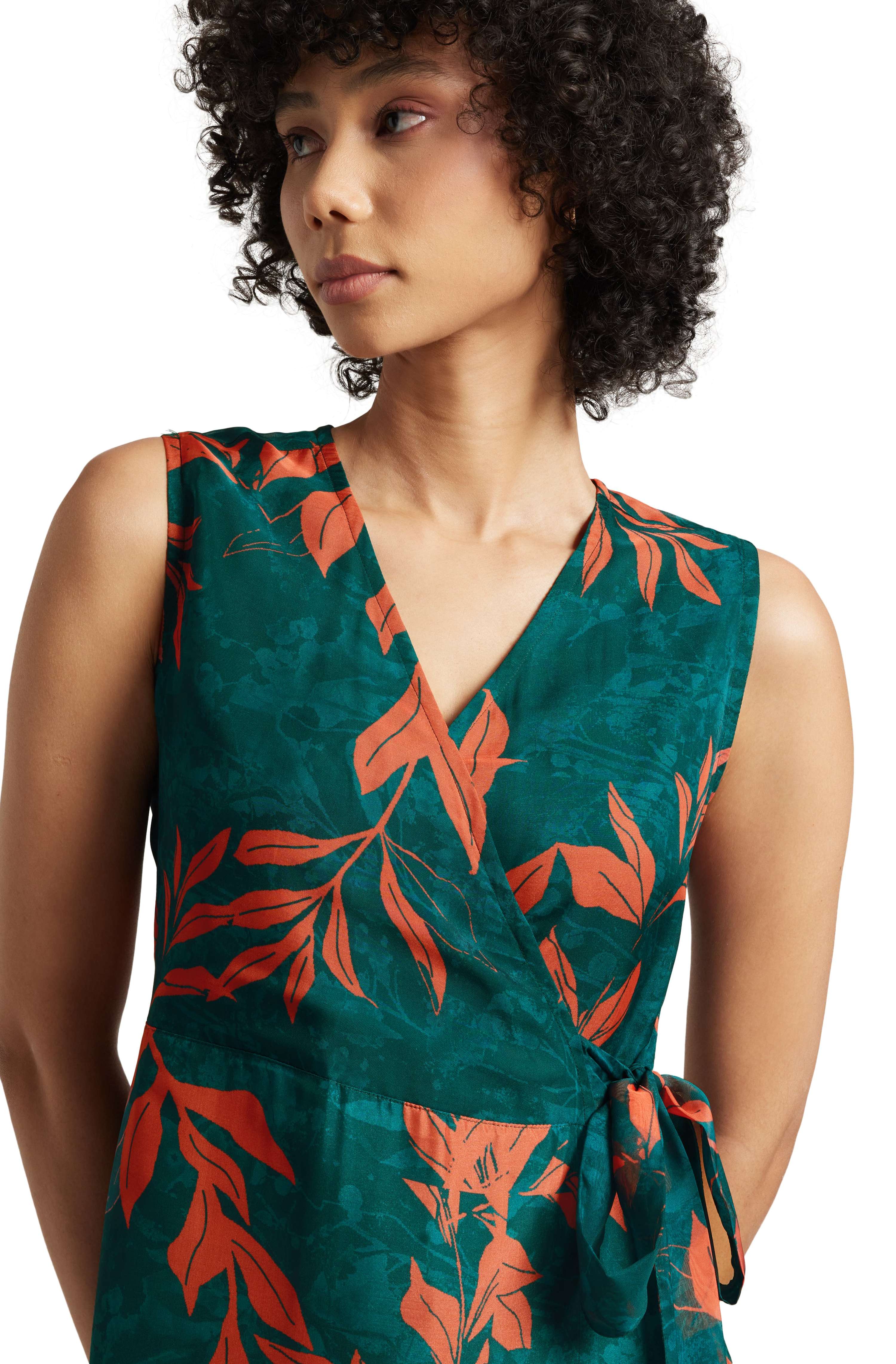 Zaccai Women's Teal Green Organza Floral Dress | Grocsy