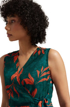 Zaccai Women's Teal Green Organza Floral Dress | Grocsy