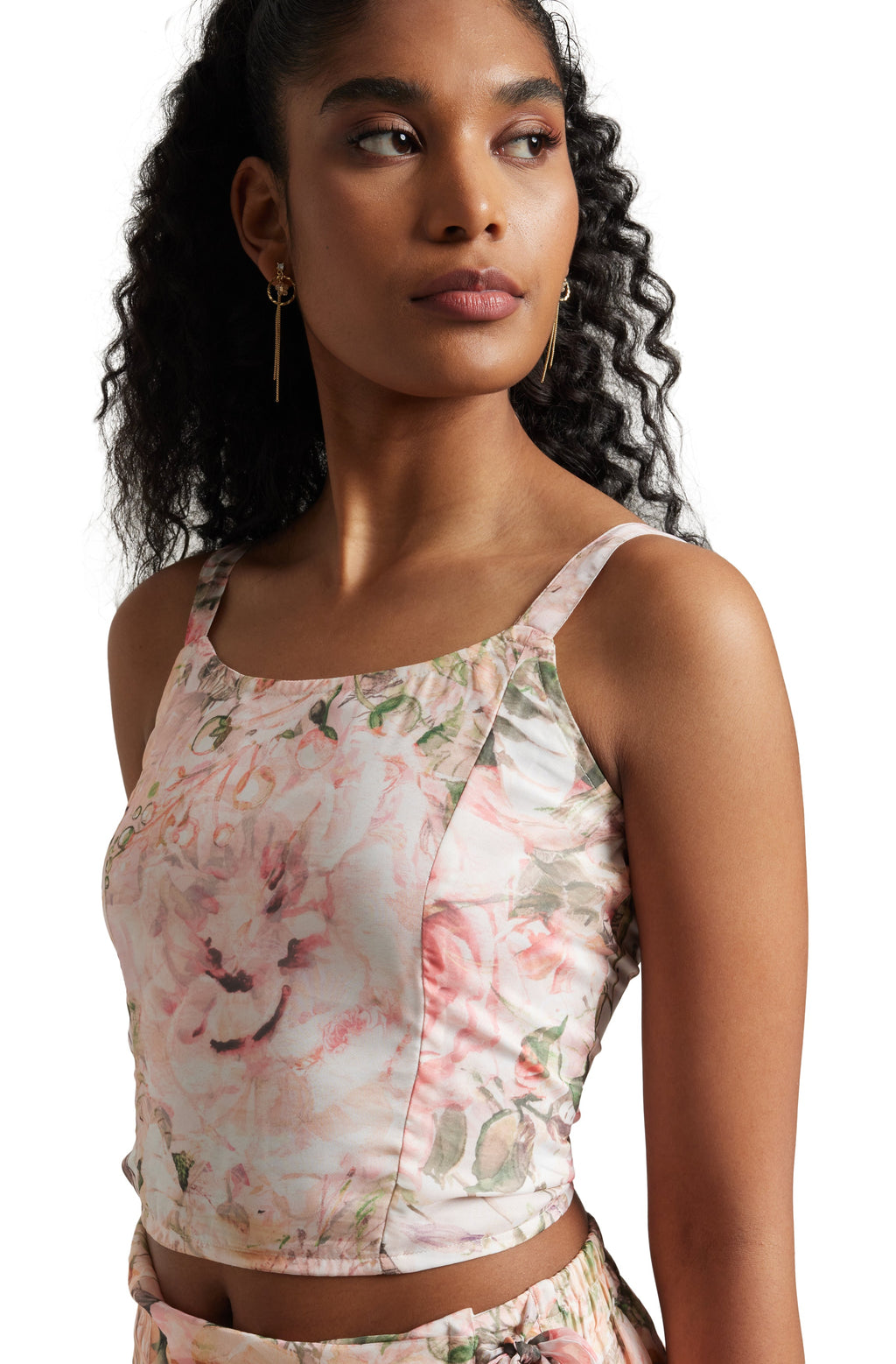 Zaccai Women's Beige Organza Floral Co-ord Set | Grocsy