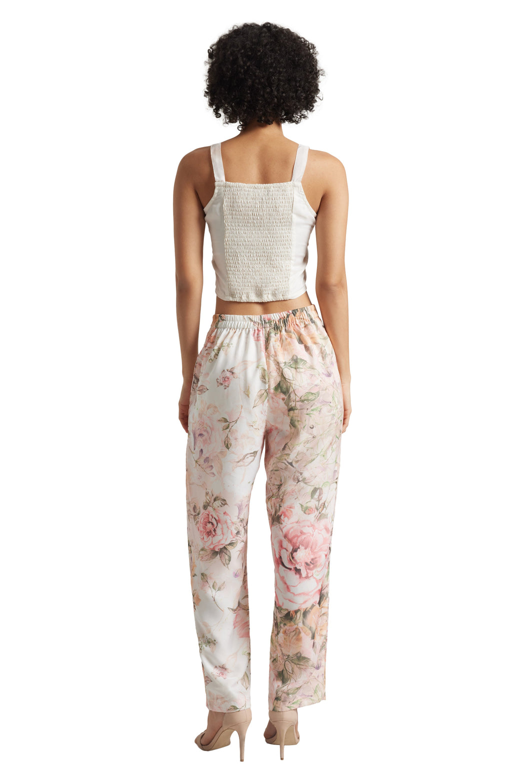 Zaccai Women's Beige Organza Floral Co-ord Set | Grocsy