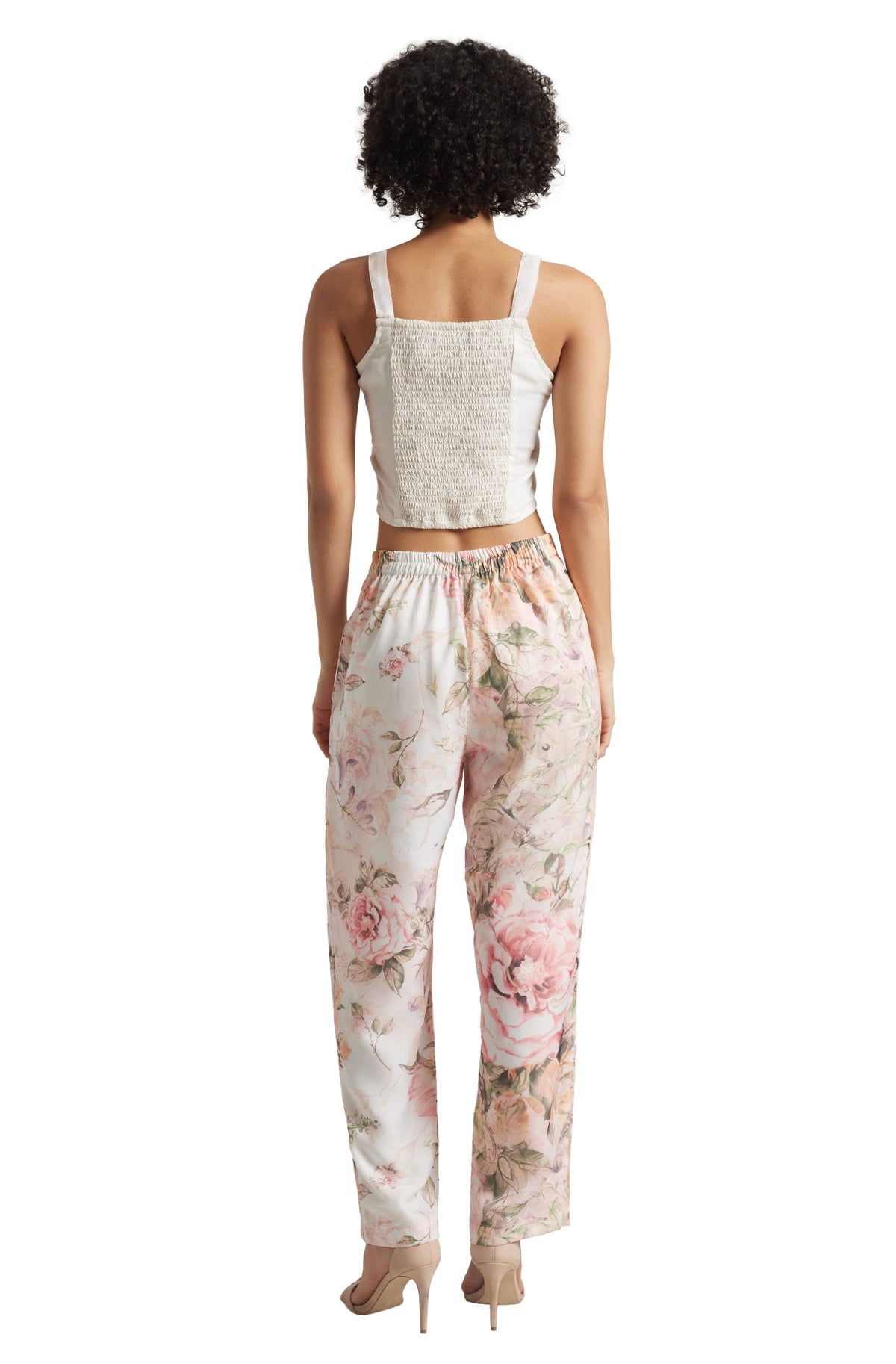 Zaccai Women's Beige Organza Floral Co-ord Set | Grocsy