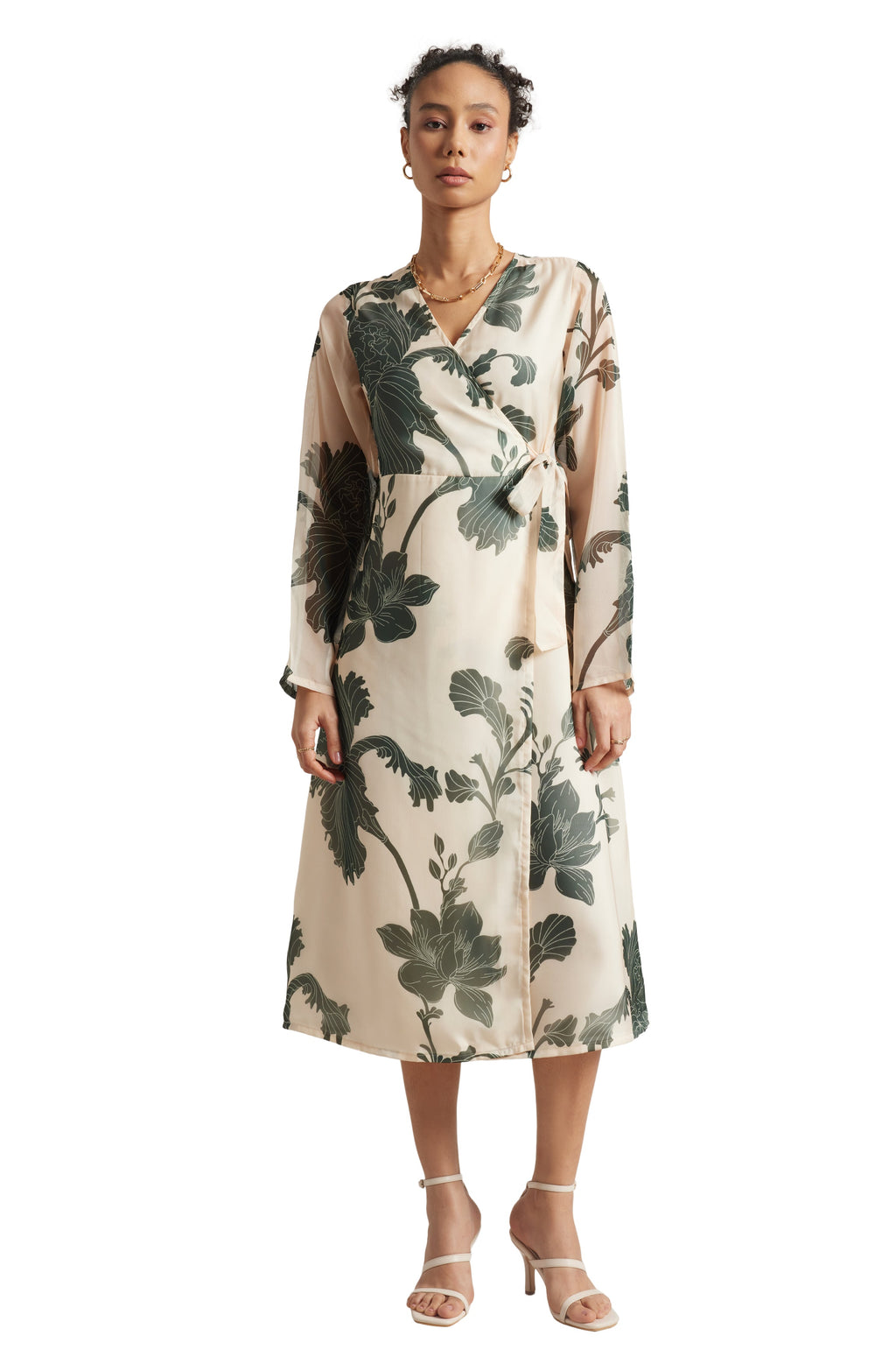 Zaccai Women's Cream Organza Floral Dress | Grocsy