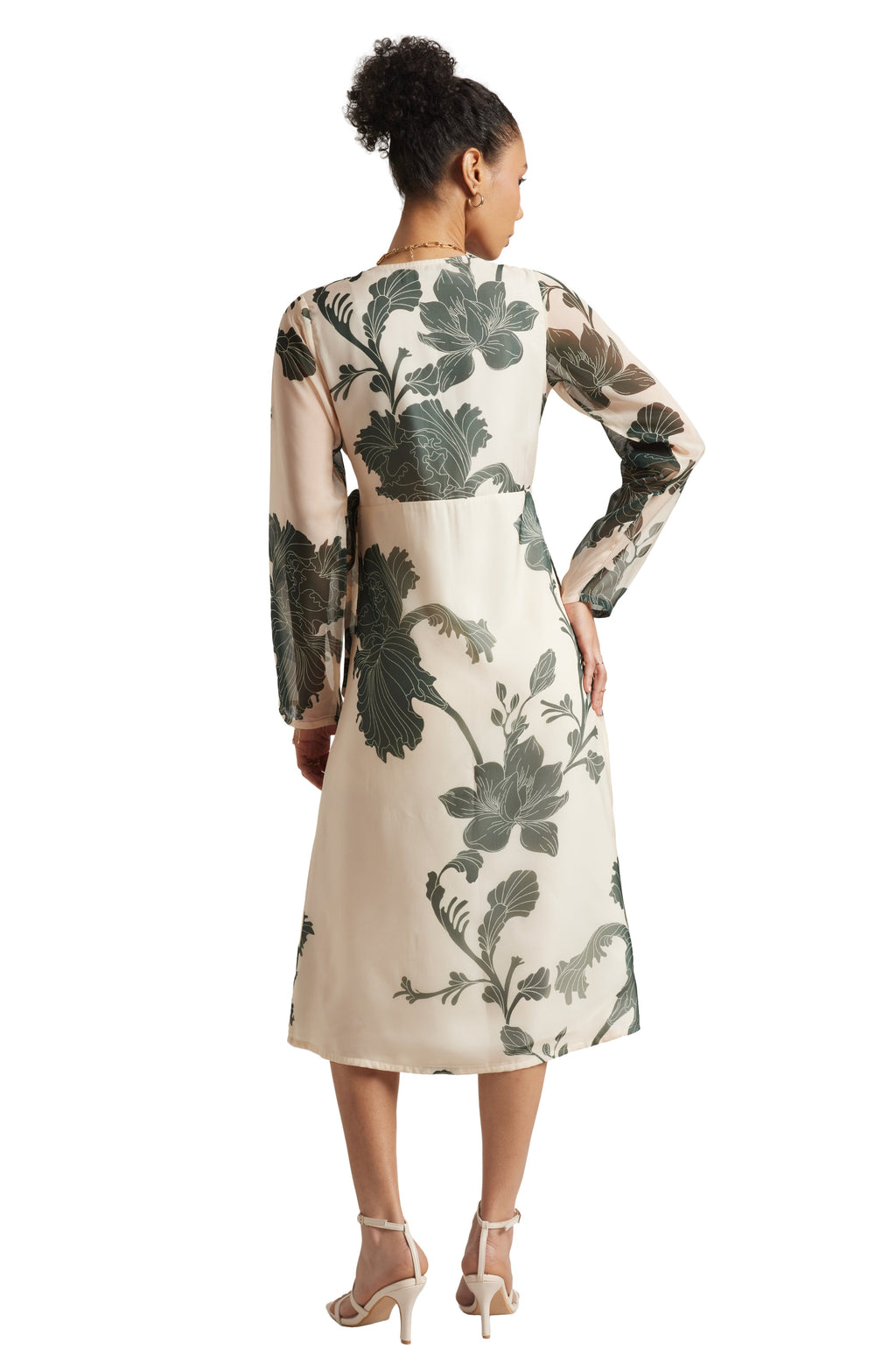 Zaccai Women's Cream Organza Floral Dress | Grocsy