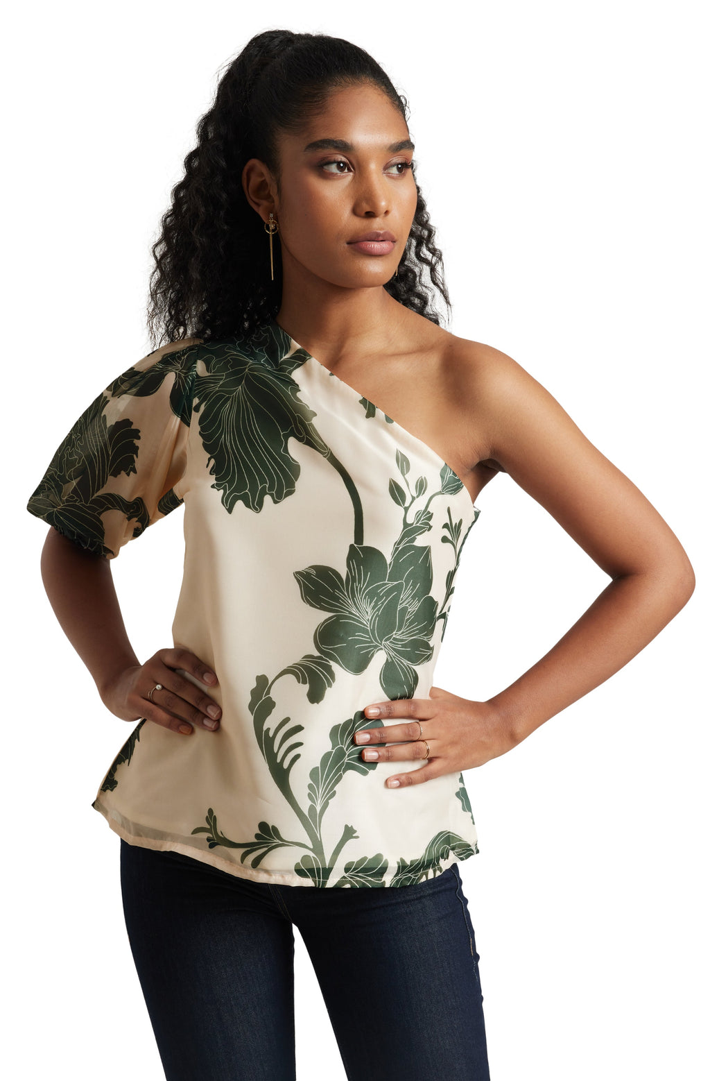 Zaccai Women's Cream Organza Floral Top | Grocsy