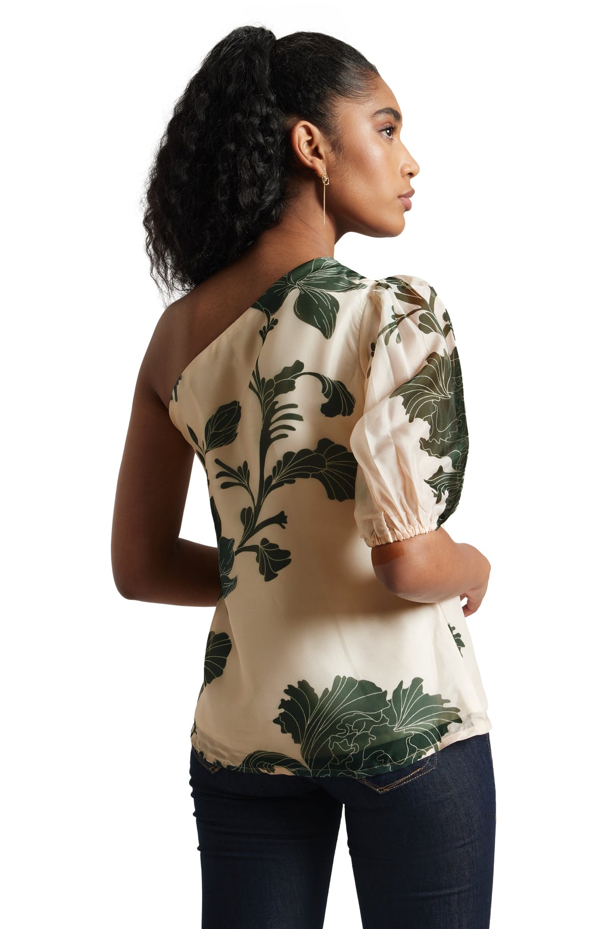 Zaccai Women's Cream Organza Floral Top | Grocsy