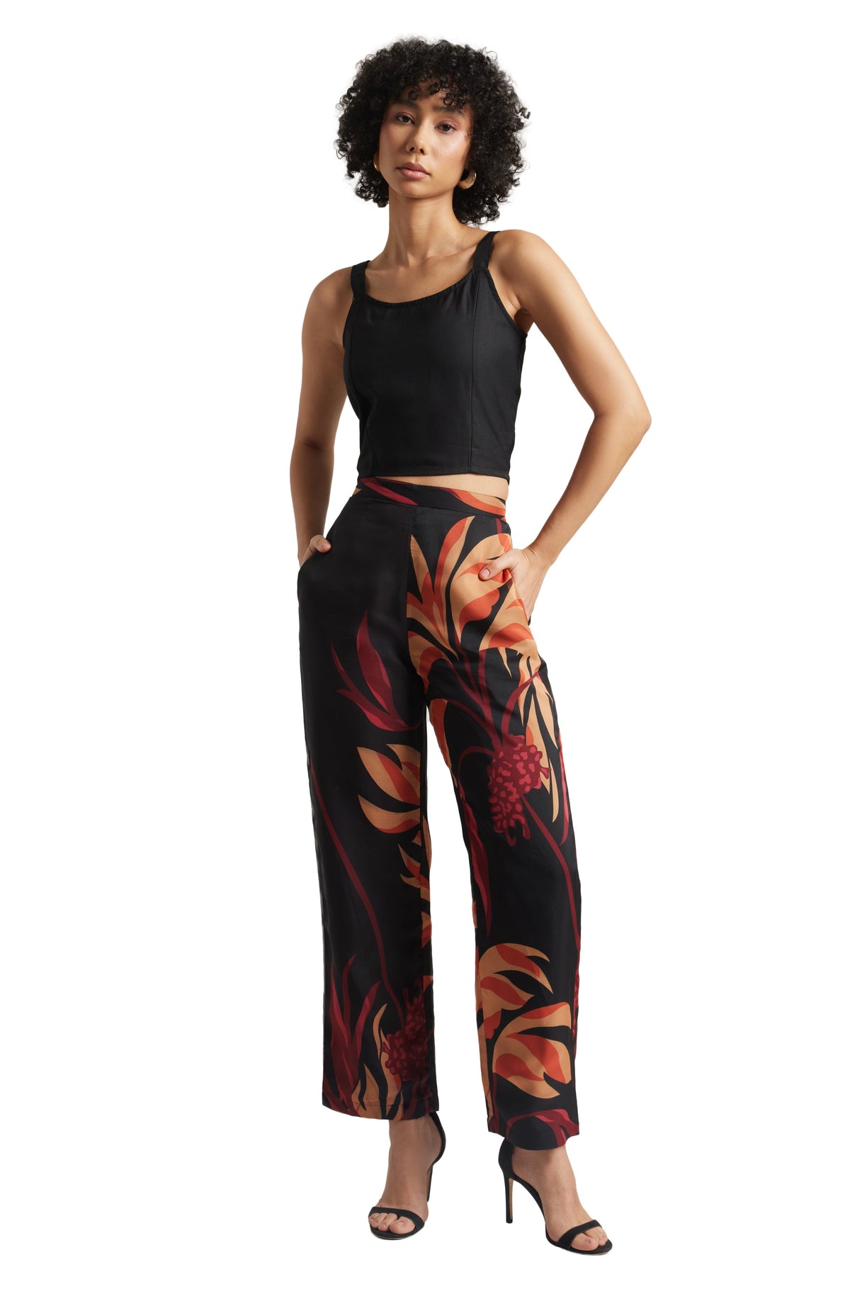 Zaccai Women's Black Organza Abstract Co-ord Set | Grocsy