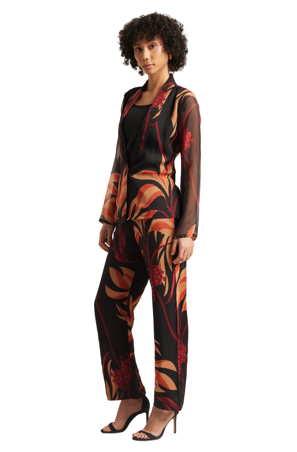 Zaccai Women's Black Organza Abstract Co-ord Set | Grocsy