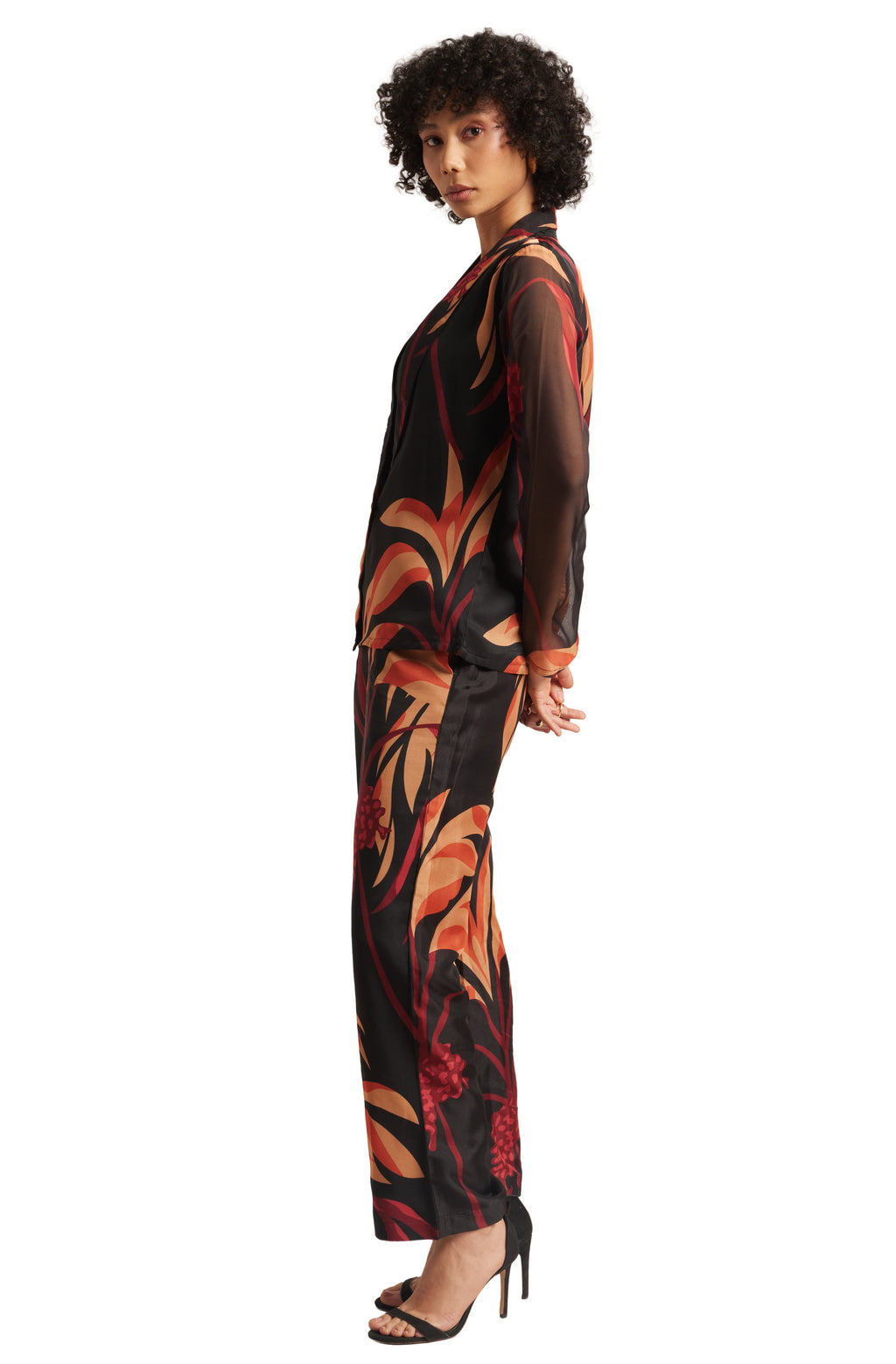 Zaccai Women's Black Organza Abstract Co-ord Set | Grocsy