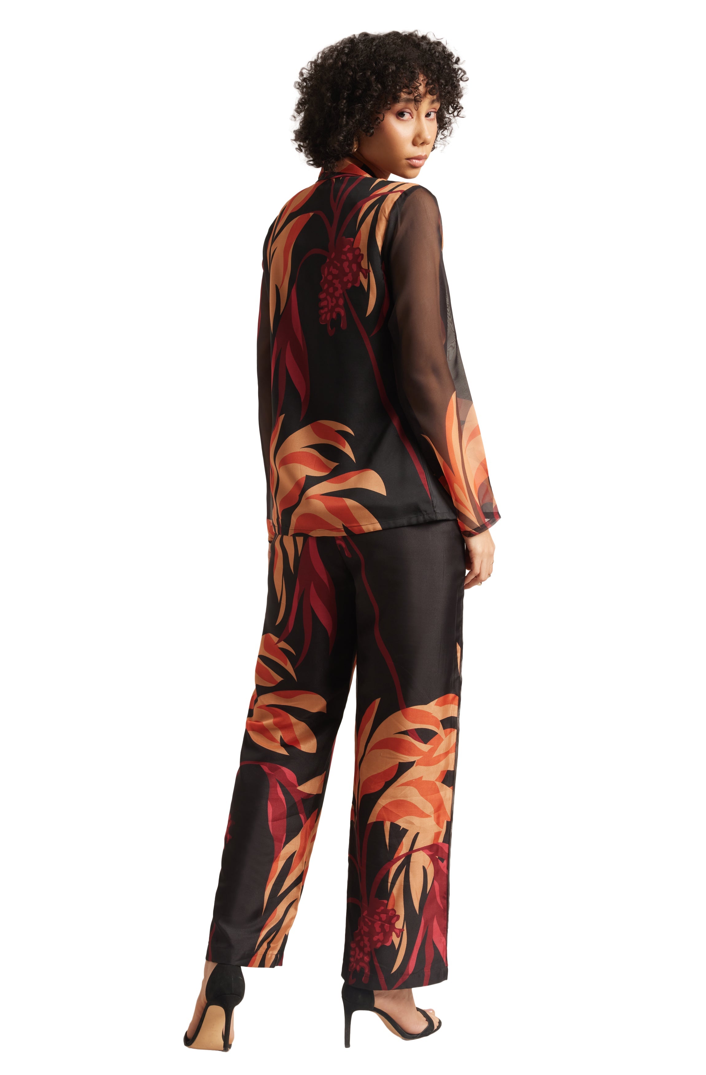 Zaccai Women's Black Organza Abstract Co-ord Set | Grocsy