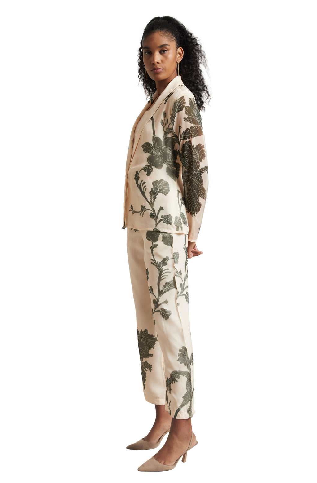 Zaccai Women's Cream Organza Floral Co-ord Set | Grocsy