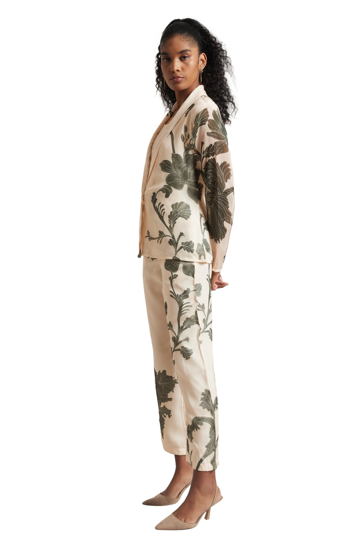 Zaccai Women's Cream Organza Floral Co-ord Set | Grocsy