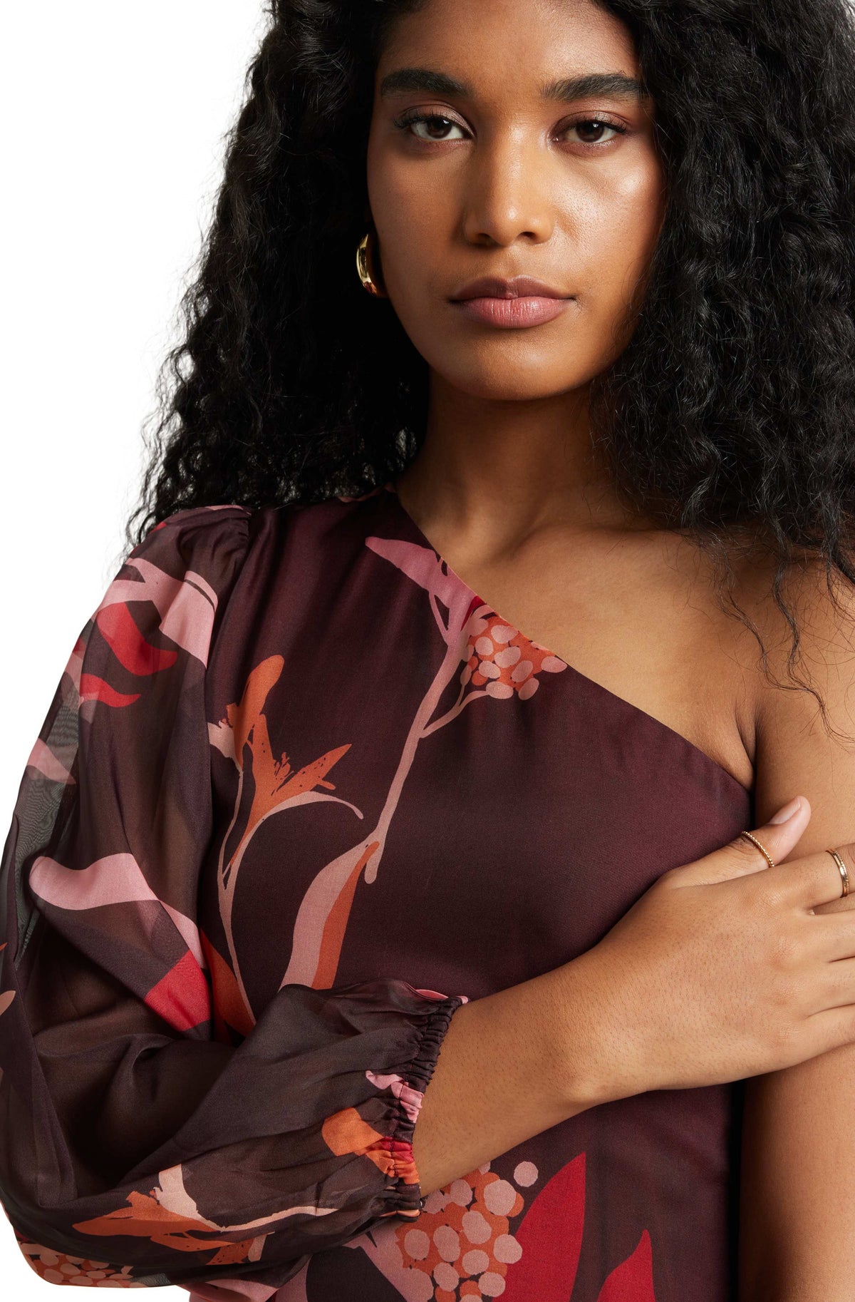 Zaccai Women's Wine Organza Floral Dress | Grocsy