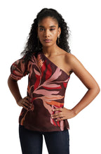 Zaccai Women's Wine Organza Floral Top | Grocsy