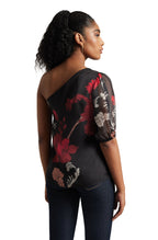 Zaccai Women's Black Organza Floral Top | Grocsy