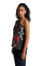 Zaccai Women's Black Organza Floral Top | Grocsy