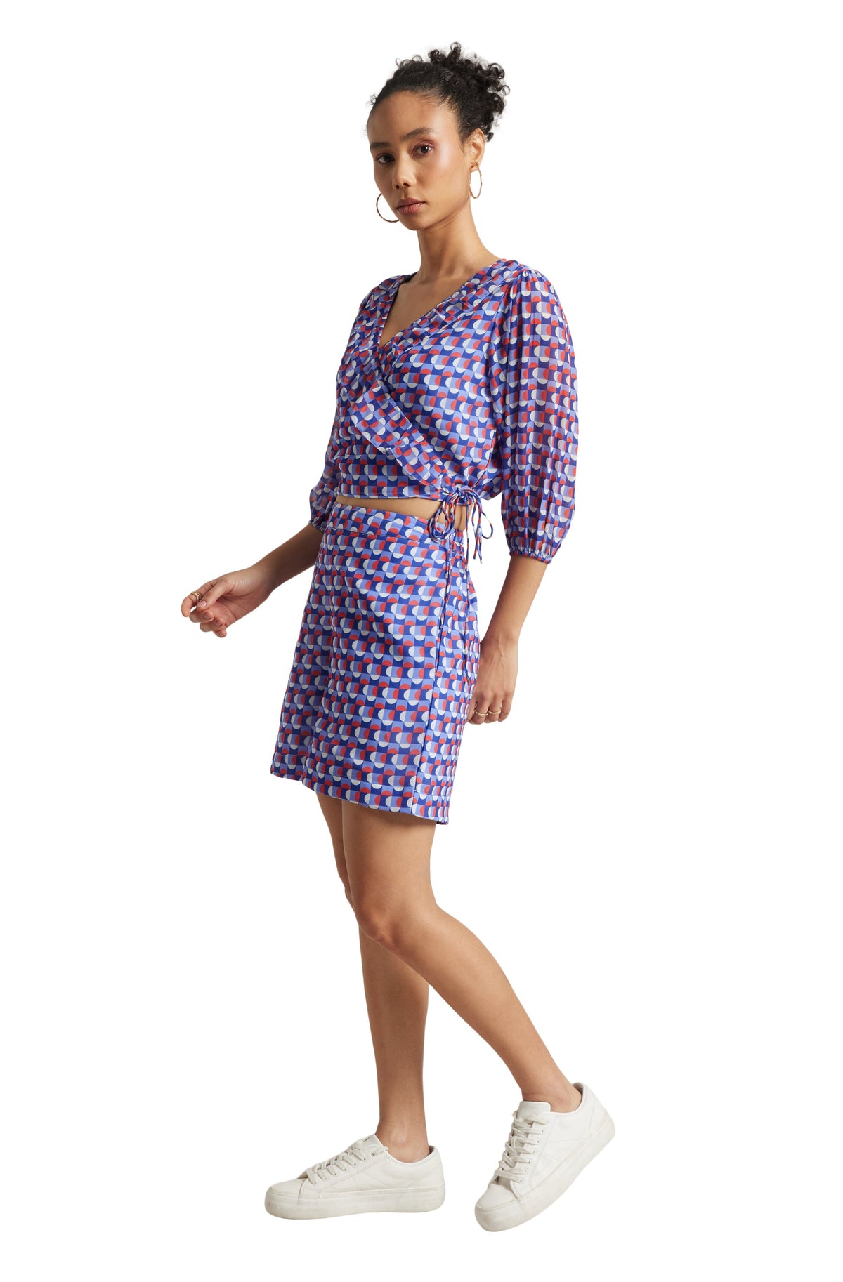 Zaccai Women's Purple Georgette Geometric Co-ord Set | Grocsy