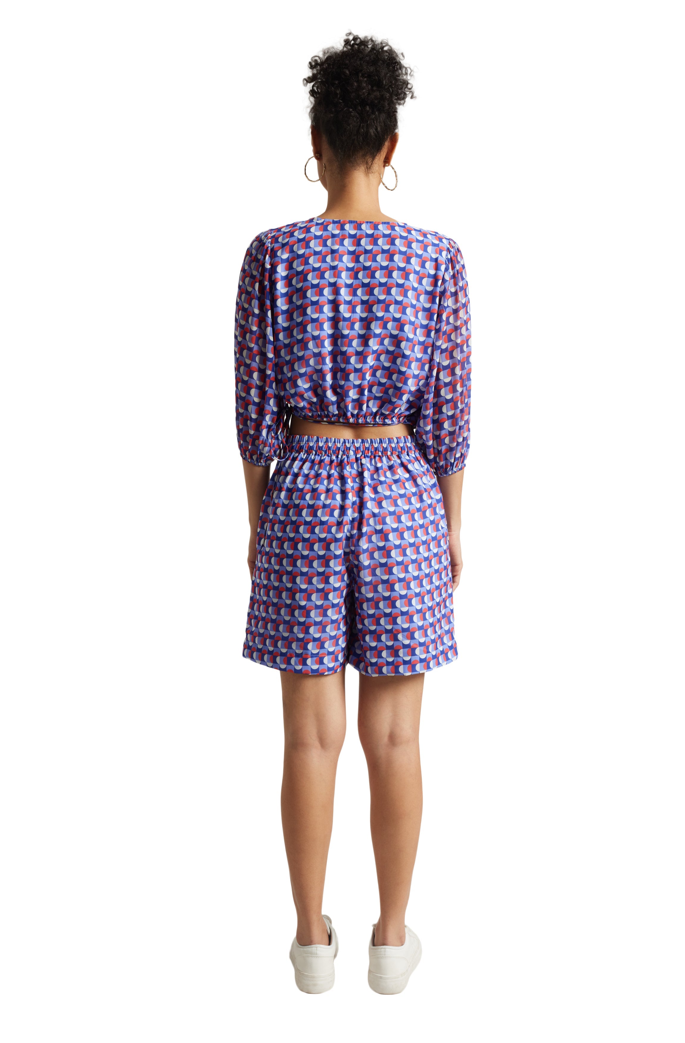 Zaccai Women's Purple Georgette Geometric Co-ord Set | Grocsy