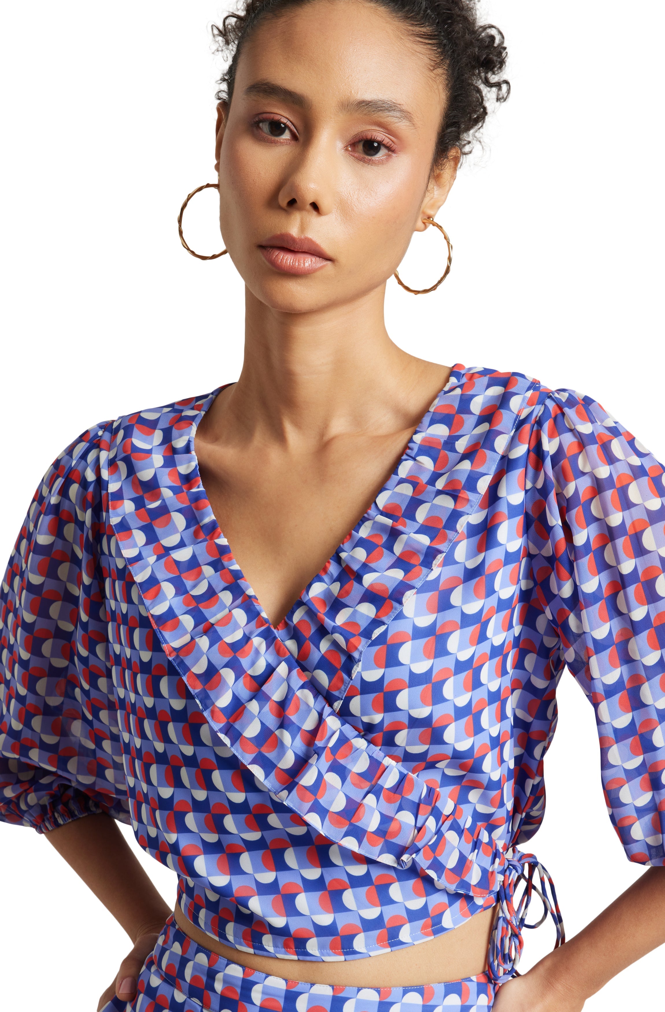 Zaccai Women's Purple Georgette Geometric Co-ord Set | Grocsy