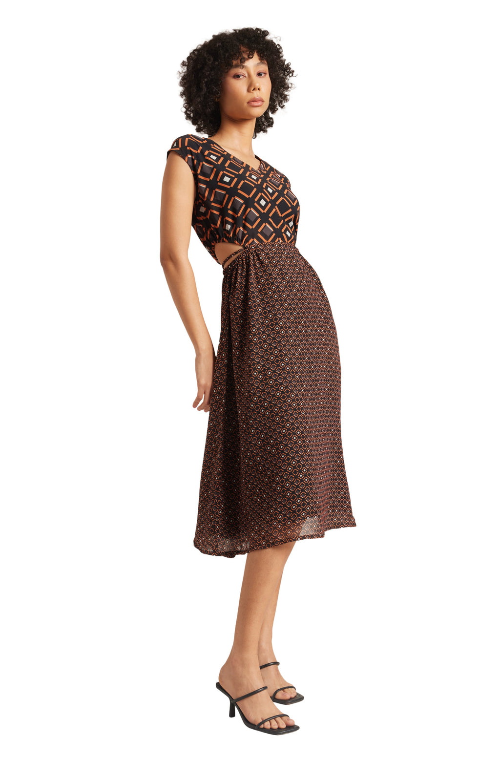 Zaccai Women's Black Georgette Geometric Dress | Grocsy