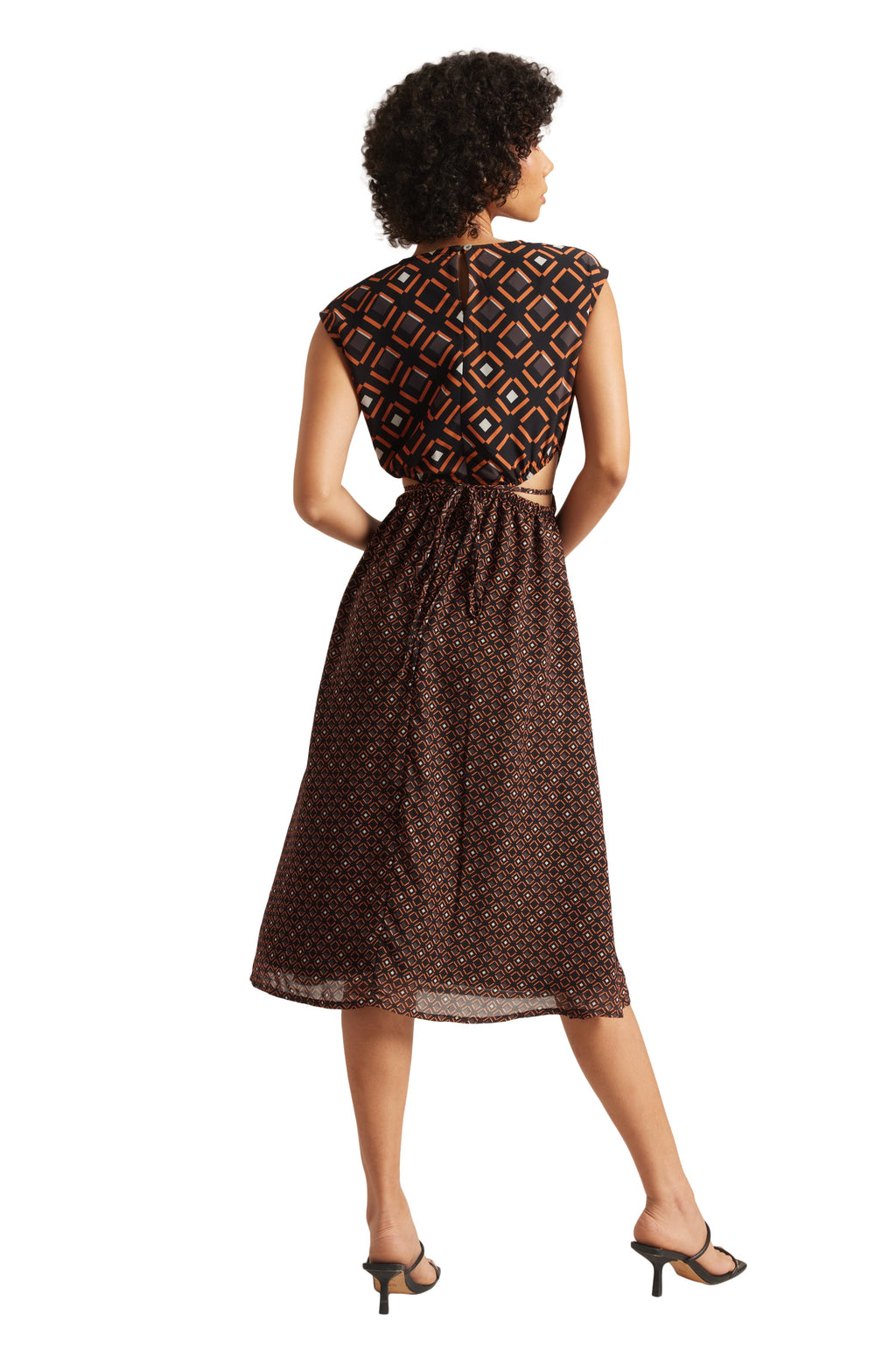 Zaccai Women's Black Georgette Geometric Dress | Grocsy