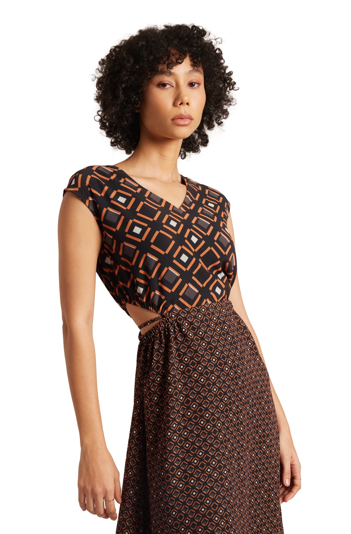Zaccai Women's Black Georgette Geometric Dress | Grocsy
