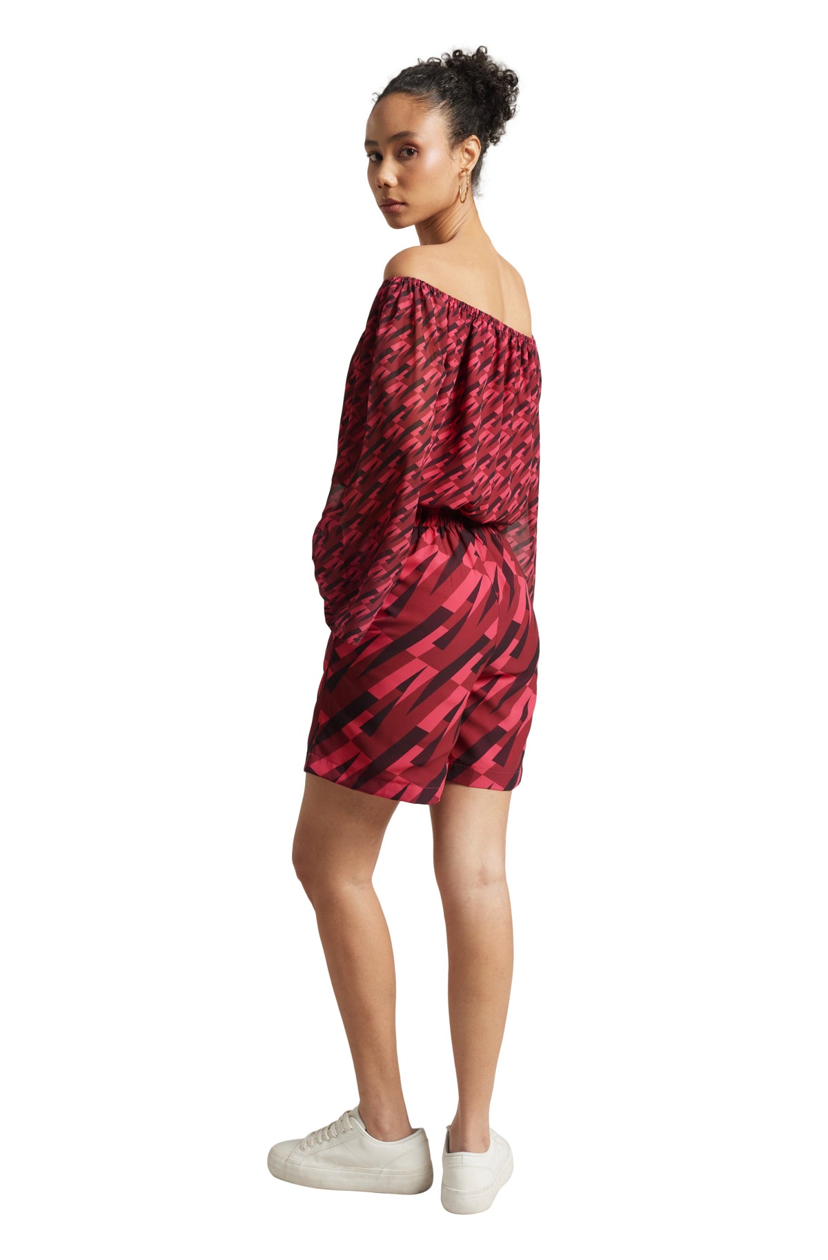 Zaccai Women's Pink Georgette Geometric Co-ord Set | Grocsy