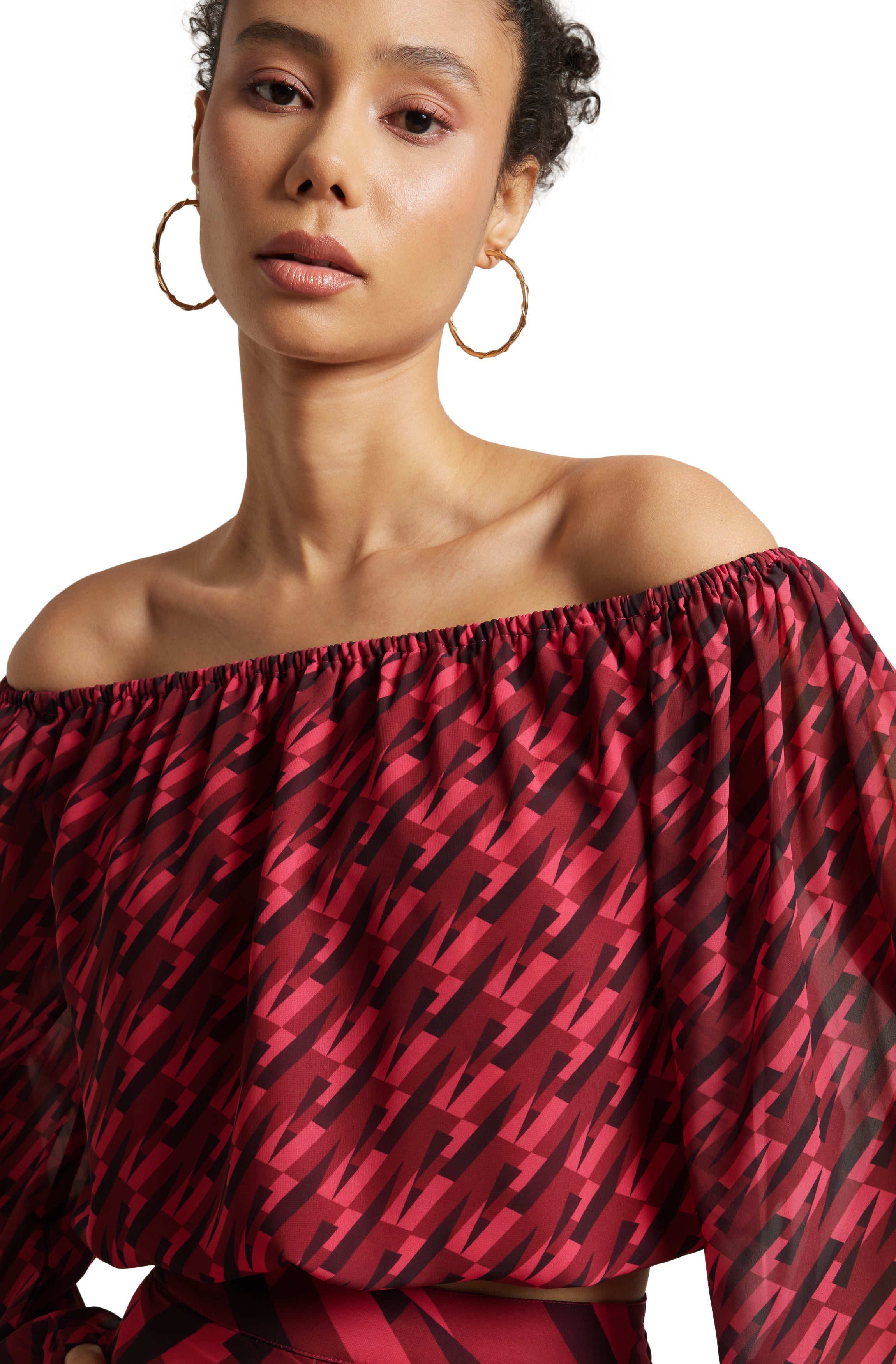 Zaccai Women's Pink Georgette Geometric Co-ord Set | Grocsy