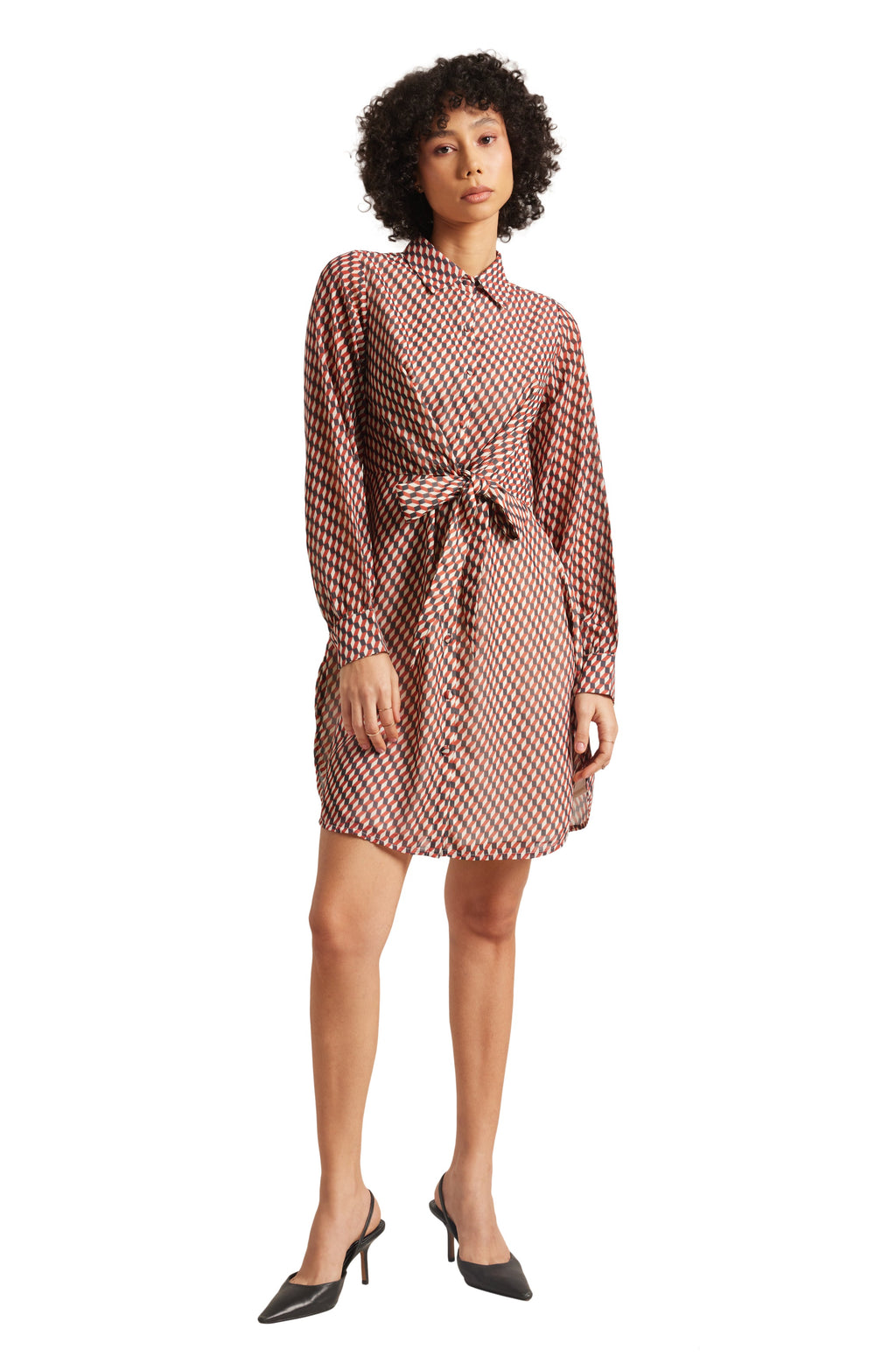 Zaccai Women's Brown Georgette Geometric Dress | Grocsy