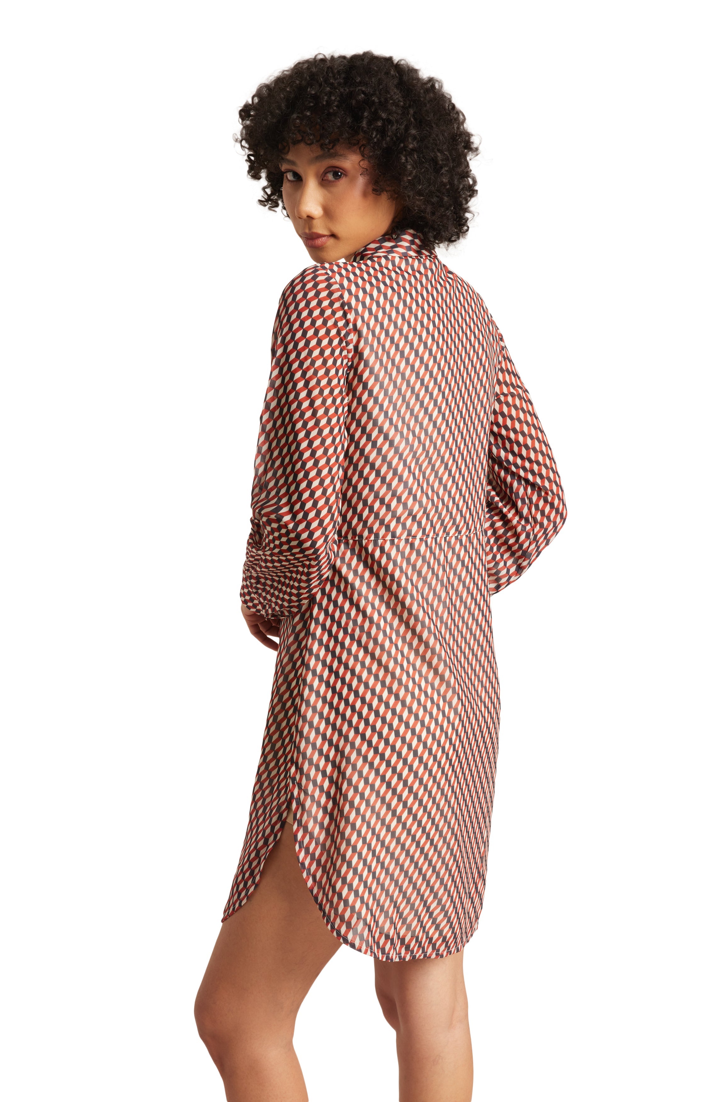 Zaccai Women's Brown Georgette Geometric Dress | Grocsy
