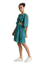 Zaccai Women's Teal Georgette Geometric Dress | Grocsy