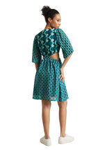 Zaccai Women's Teal Georgette Geometric Dress | Grocsy