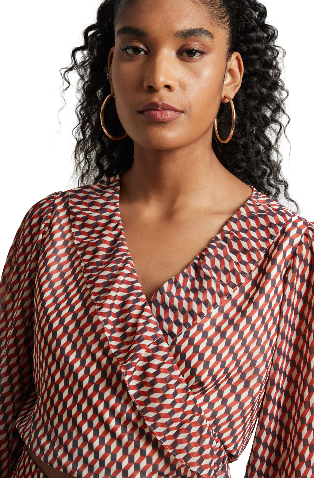 Zaccai Women's Brown Georgette Geometric Co-ord Set | Grocsy